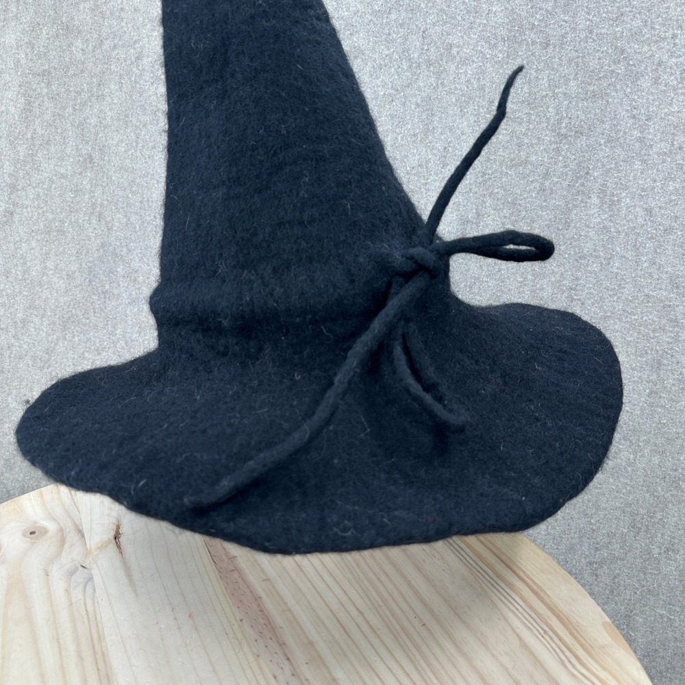 One of a Kind Wool Witch Hat One Size Black Felted Wool Pointed Whimsigoth - Picture 8 of 12